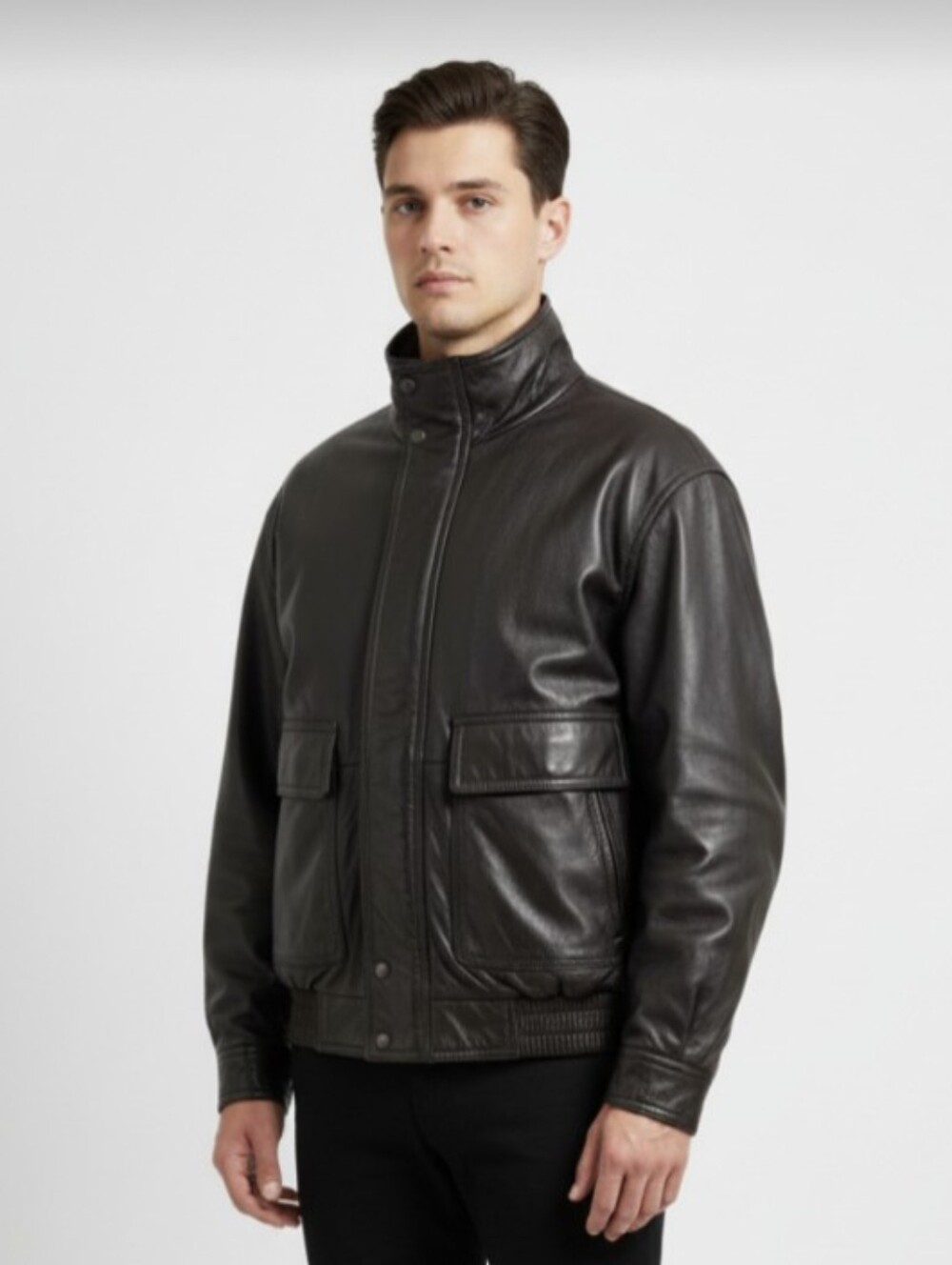 MEMBERS ONLY! LUSCIOUS BLACK HIGH QUALITY  BLACK GENUINE LEATHER JACKET, COAT! L